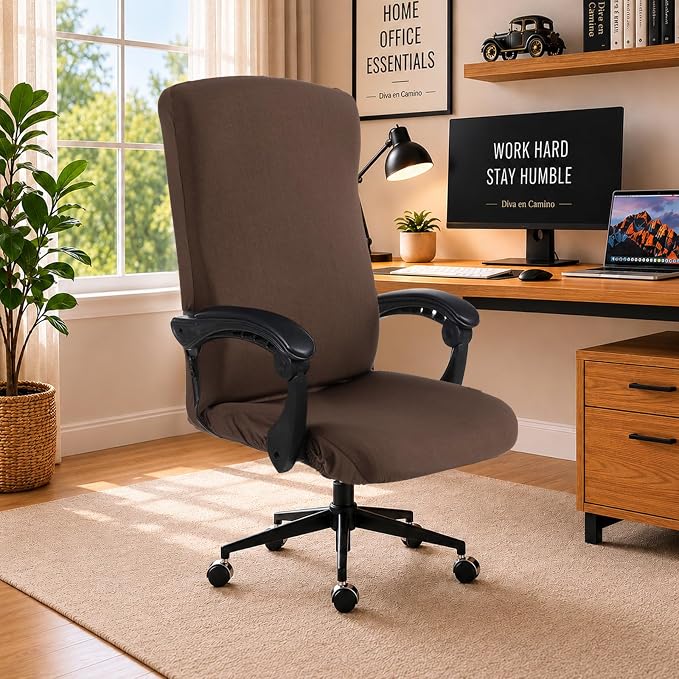 Stretch Computer Office Chair Cover with Durable Zipper - Universal Washable Removable Spandex Rotating Boss Chair Slipcovers - Anti-dust Soft Desk Chair Seat Protector for Dogs, Cats, Pets