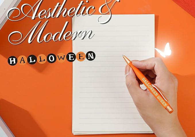 InnoBeta Halloween Gifts for Women Hostess Adult, Ballpoint Pen Set of 4 for Party Supplies, Decorations, Halloween Queen