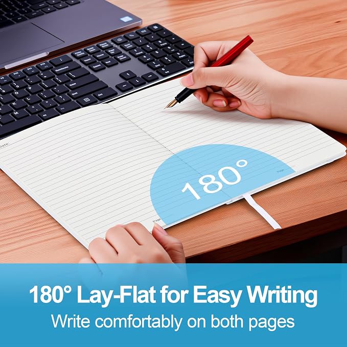 Lined Journal Notebook A5, College Ruled Hardcover Journal for Women, 160 Pages with 100gsm Thick Paper for Writing, Work, Notes & Journaling, Gift for Women, White