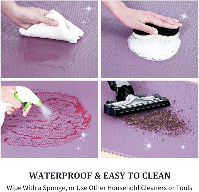 Kitchen Mats and Rugs Set of 2 - Cushioned Anti-Fatigue Kitchen Rug for Floor Washable 17"x29" +17"x59", Lightpurple