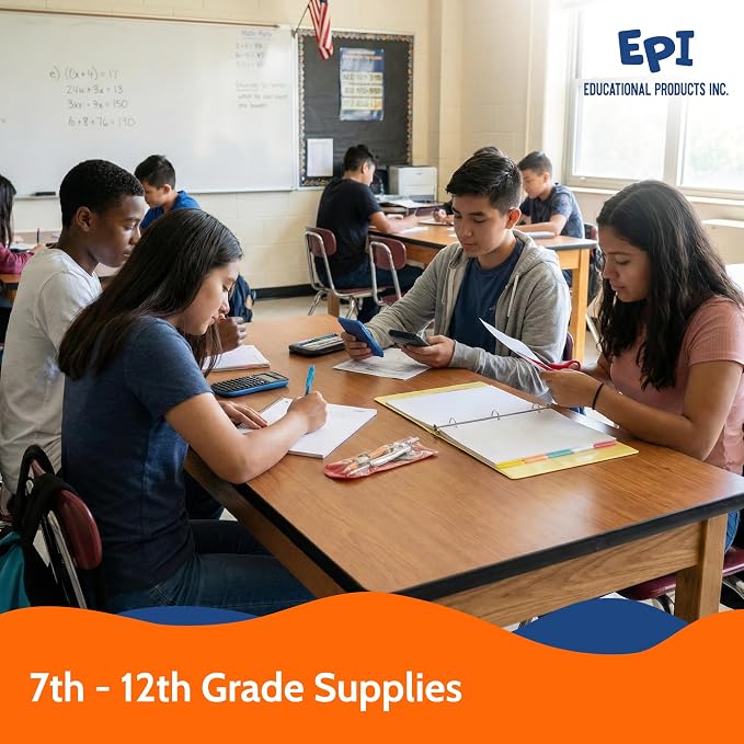 EPI Essentials Bulk School Supplies for Kids – 7th to 12th Grade School Supply Packs – College-Ruled Bundle with Classroom-Ready Standard List Essentials – 168 Boxes per Pallet