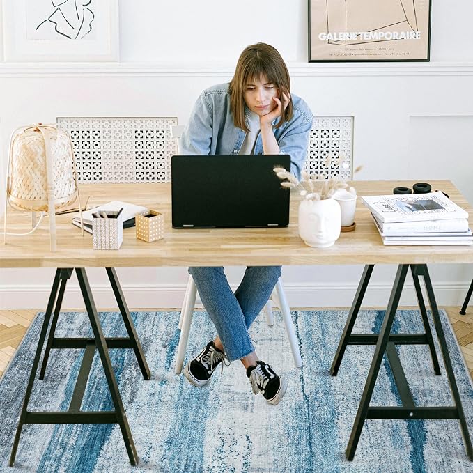 Office Chair Mat for Hardwood Floor, 48"x36" Easy Glide Computer Chair Mat Protector for Rolling Chair Under Desk Rug Nonslip Backing, Machine Wash