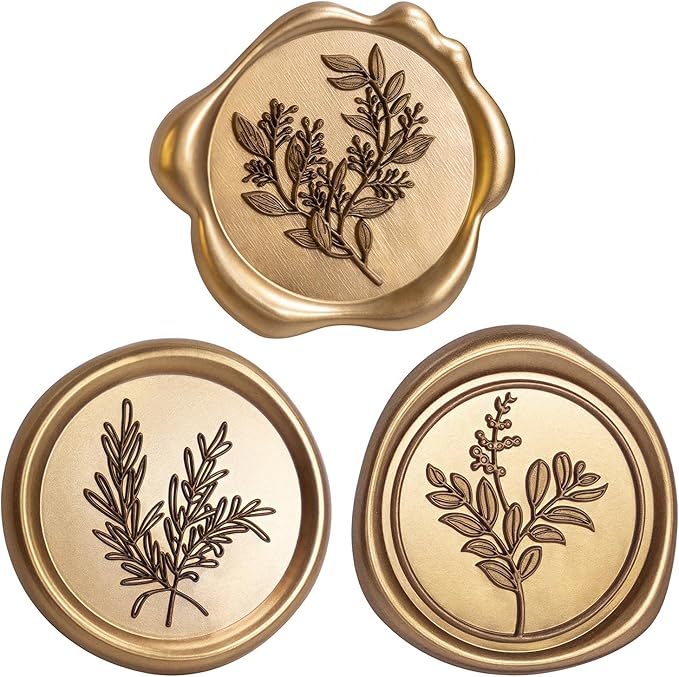 60 Pcs Wax Seal Stickers Set (3 Designs in 1 Pack) - Adhesive Backed Elegant Floral Designs for Wedding Invitation Envelope Seal Stickers Gift Wrapping (Vintage Bronze)