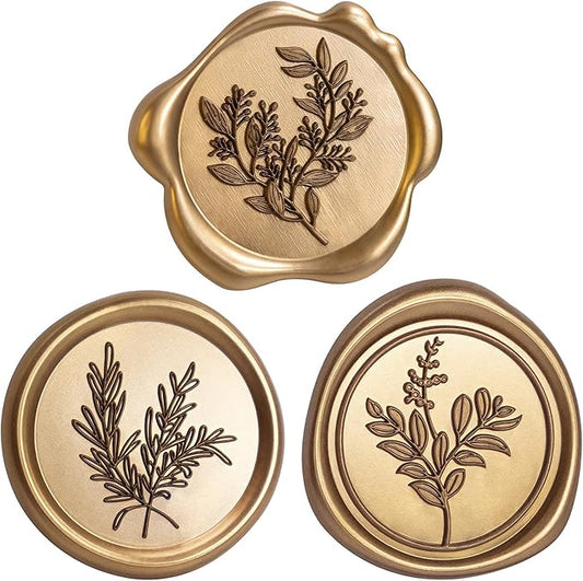 60 Pcs Wax Seal Stickers Set (3 Designs in 1 Pack) - Adhesive Backed Elegant Floral Designs for Wedding Invitation Envelope Seal Stickers Gift Wrapping (Vintage Bronze)