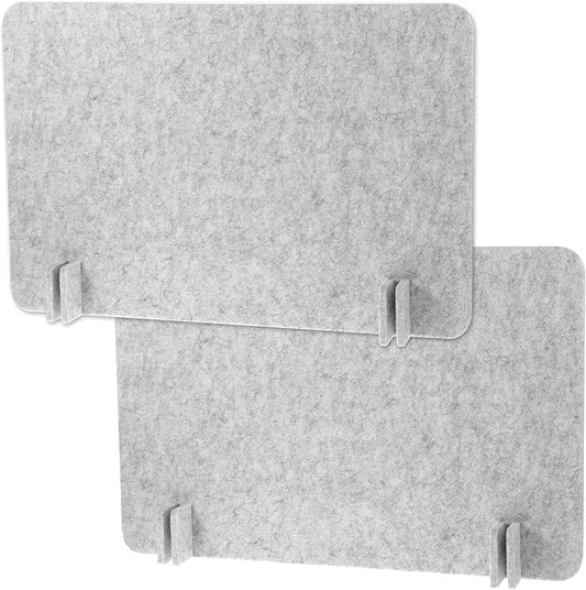 2 Pcs Acoustic Desk Divider Desk Partition, 24" x 18" Freestanding Desk Privacy Panel Lightweight Soundproof Partition with Support Feet for Office Home Use (Silver Gray)