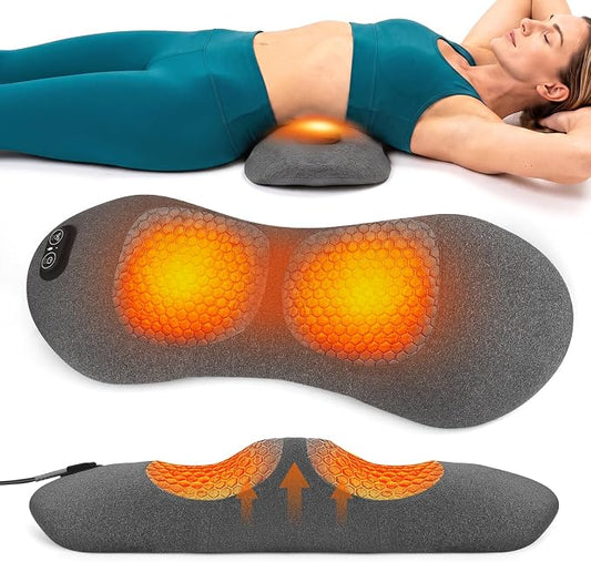 3 in 1 Electric Lumbar Massager Support Pillow - Lower Back Massager with Heat,Vibration & Airbag Traction,Smooth Triple Fusion Lumbar Support Massager for Lower Back Pain Relief FSA Eligible HSA