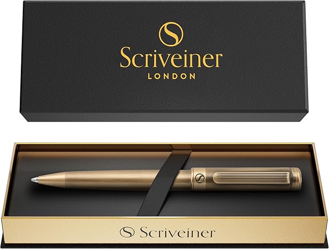 Scriveiner Bronze Ballpoint Pen - Stunning Luxury Pen, Schmidt Black Refill, Best Ball Pen Gift Set for Men & Women, Professional Executive Office, Nice Fancy Designer Pens