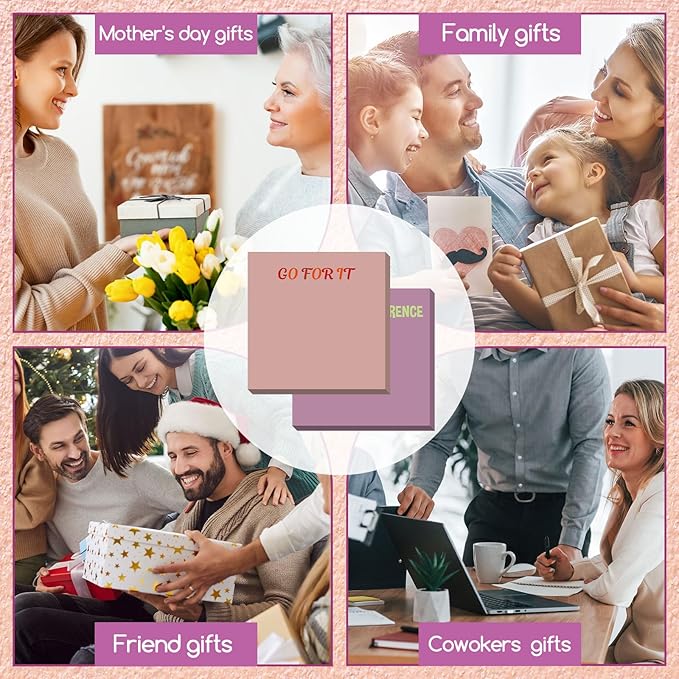 Yinder 24 Pcs Inspirational Sticky Notes Thank You Gift Motivational Sticky Note Pad Employee Appreciation Gift Bulk for Staff Coworker Teacher Nurse Office Groups 3 x 3'' (Motivational,Morandi Color)