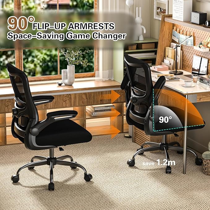 Ergonomic Office Chair for Long Hours, Adjustable Padded Lumbar Support for Lower Back Relief, 330 lb Capacity, Comfortable Computer Desk Chair for Home Office, Work & Study