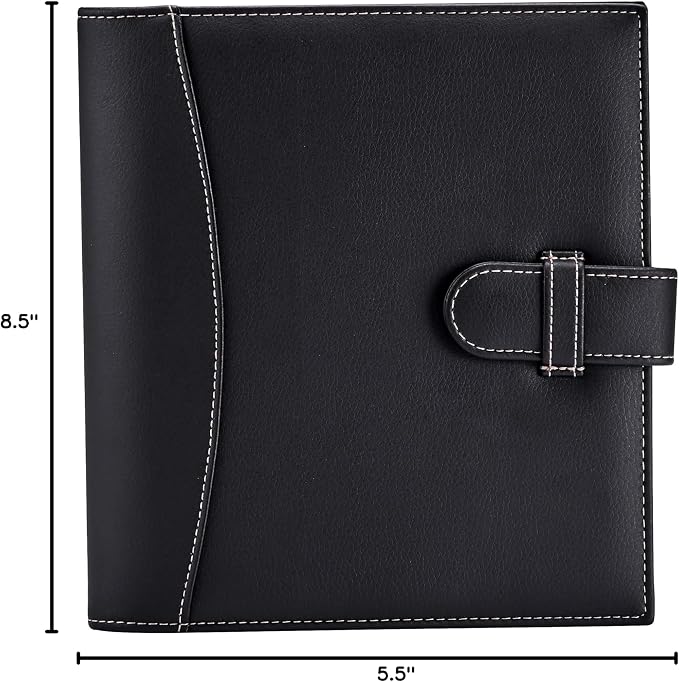It's Academic Mini Executive Leather Portfolio Folder, 1" Ring Binder and 250-Sheet Capacity, Note Pads, and 5.5"" x 8.5" Documents, 2 Pen Loops, Black Faux Leather (98294)