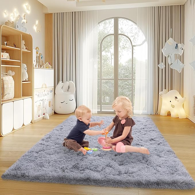 Mugorn Small Soft Shag Rugs for Bedroom, 4x6 Fluffy Area Rugs for Living Room