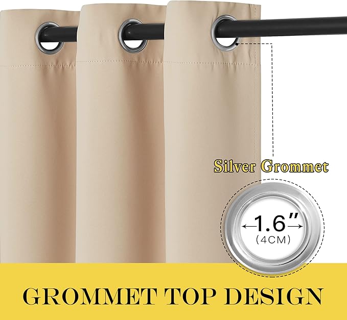 NICETOWN Room Darkening Biscotti Beige Curtain - Modern Design Light Reducing & Privacy Protection Short Window Drape/Drapery for Kid's Adult Room, 52x84 inches, 1 Piece,