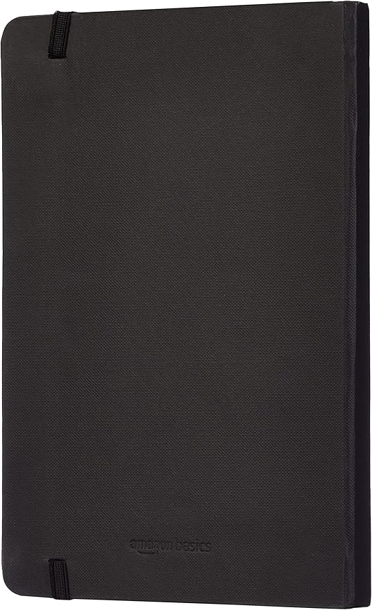 Amazon Basics Classic Hardcover Journaling Notebook with Inner Pocket, Line Ruled, 240 Pages, 5" x 8.25", 24 Count, Black
