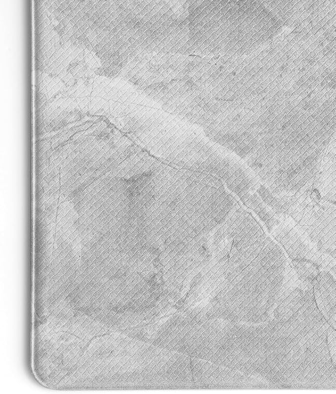 DEXI Kitchen Floor Mats Cushioned Anti Fatigue, 23x107 Light Grey Marble | Runner Rug Wide Standing Comfort, Waterproof Oil-proof, Memory Foam Padded for Front Sink Laundry
