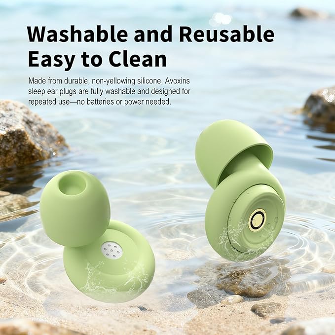 Ear Plugs for Sleeping Ultra-Comfy Silicone Earplugs for Concerts Noise Cancelling Reusable Noise Reduction Earbuds for Travel Focus Work 33-45dB Hearing Protection with 9 Tips & Case (Green)