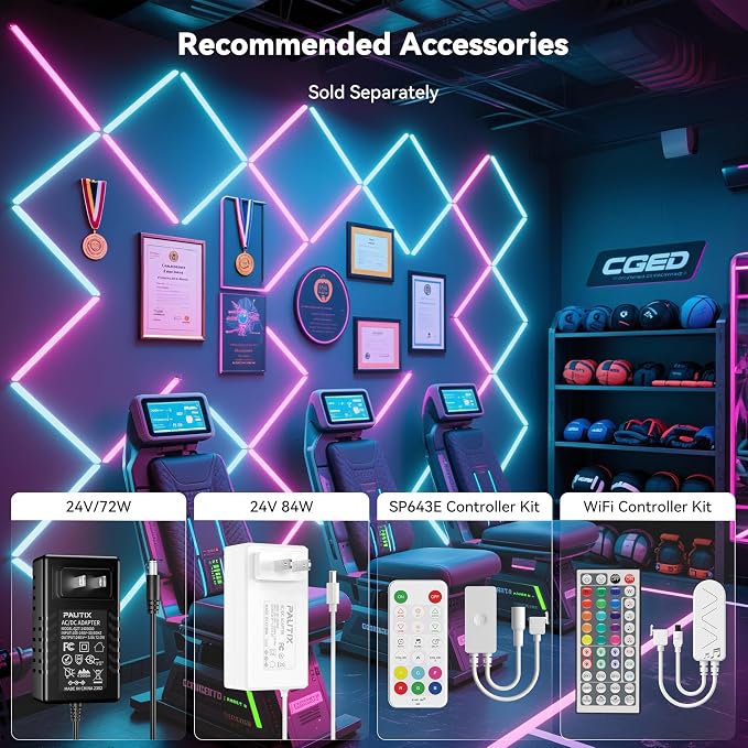 PAUTIX RGB COB LED Strip Light IP65 Waterproof,UL Listed 24V Color Changing Flexible Tape Lights 16.4ft/5m Multicolor,for TV,Bedroom,Bathroom,Party DIY Decoration(Adapter&Controller Not Included)