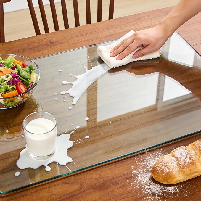 Tempered Glass Desk Pad to Protect Desk,Clear Office Desk Pad for Keyboard and Computer Monitor,Glass Desk Mat for Desktop Dry Erase,20 x 32 inch