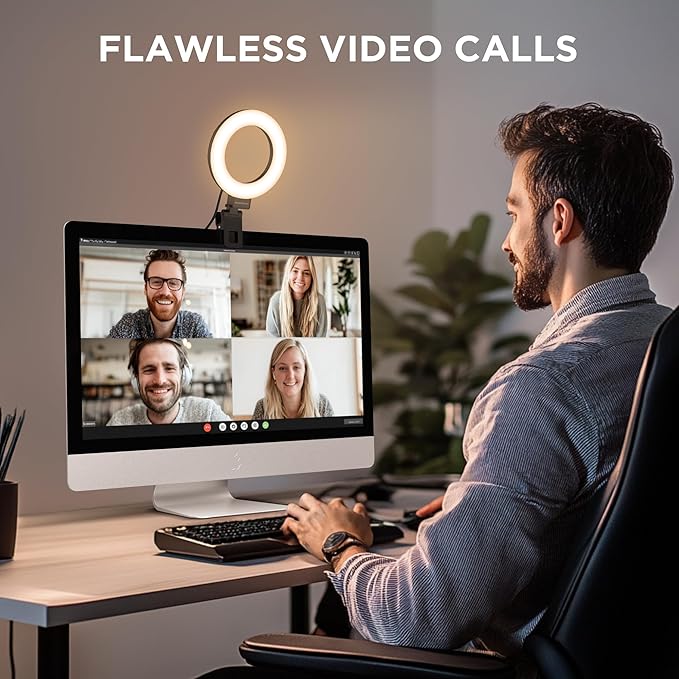 InnoGear Video Conference Light, 5" 60 LED On-Camera Video Lights for Monitor Desk LED Streaming Lighting with Desk Tripod Selfie Zoom Lighting for Computer Camera Webcam Laptop Podcast, Recording