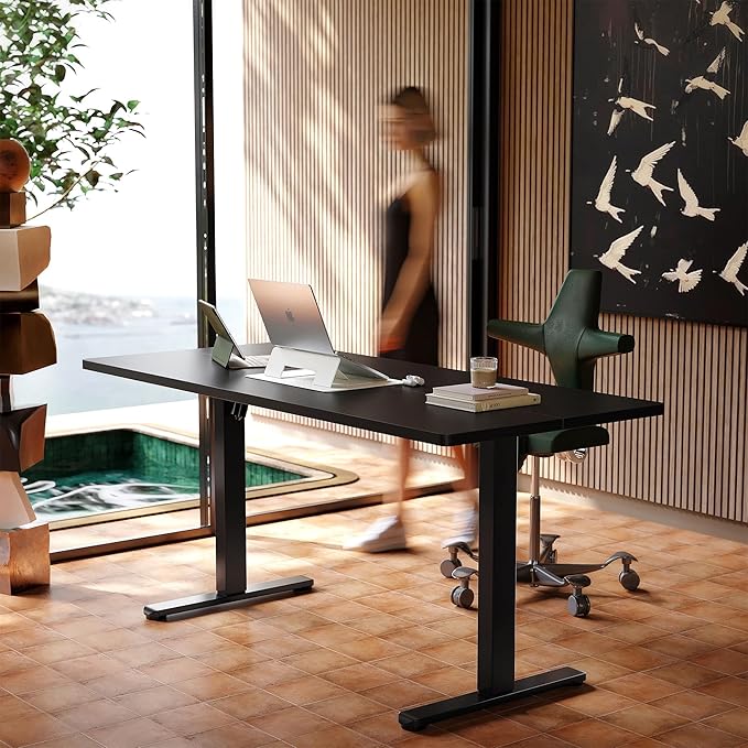 HUANUO 63 x 24 inch Electric Standing Desk Adjustable Height, 4 Memory Height Settings, Sit Stand Up Desk for Home Office & Computer Workstation, Black