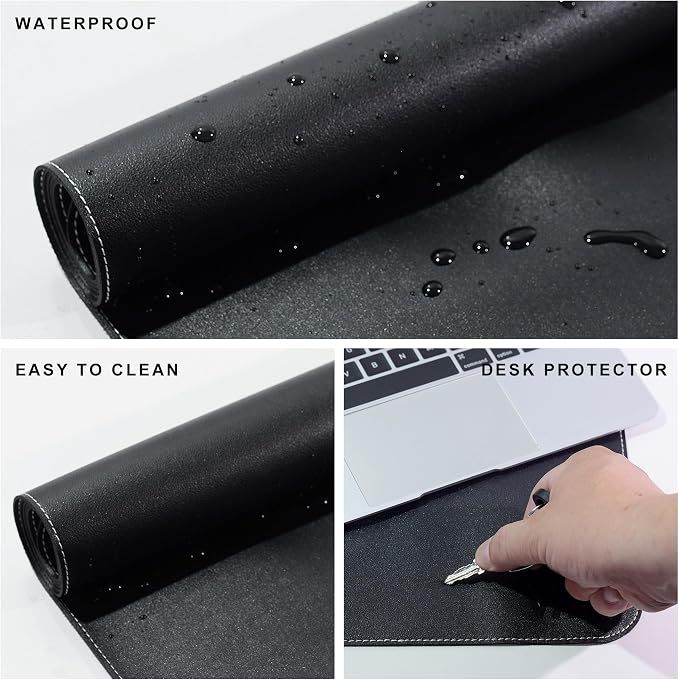 Vyaaa 70.8"x31.5" PU Leather Large Desk Mat (Black) - XXL Extended Mouse pad, Office Desk Protector, Non-Slip Computer Desk pad for Office, Gaming, Home