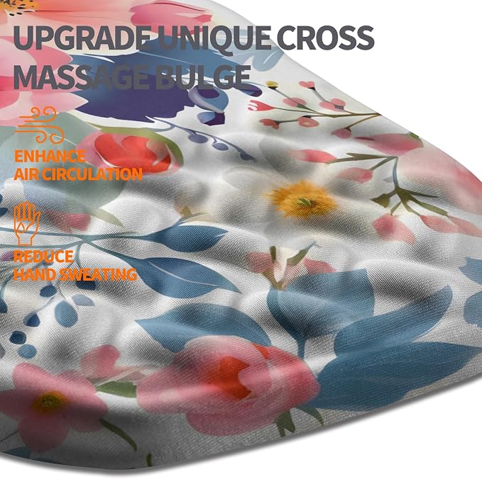 Ergonomic Slope Mouse Pad Wrist Support, Wrist Rest Mousepad for Carpal Tunnel Pain Relief with Massage Bulge and Slow Rebound Memory Foam (12x8 inch, Pink Floral)