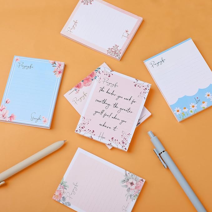 Mr. Pen- Floral Lined Sticky Notes, 3" x 4", 6 Pads, 60 Sheets/Pad | Aesthetic Sticky Notes with Lines, Ruled Post Stickies, Memo Pads, Self-Stick Note Pad for Office, School, Home, Study