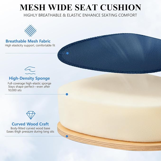 FelixKing Office Chair, Ergonomic Desk Chair Breathable Mesh Chairs Adjustable High Back Lumbar Support Flip-up Armrests, Executive Rolling Swivel Comfy Computer Chairs Home Office Navy