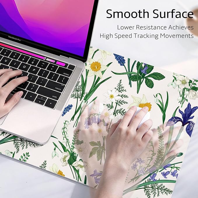 Mouse Pad Leather Desk Mat Large Keyboard Cute Office Desktop Computer Laptop XXL Long Big Aesthetic Modern Design Women Girls Gaming Gamer Oversized Wide Mousepad 31.5"x15.7", Iris