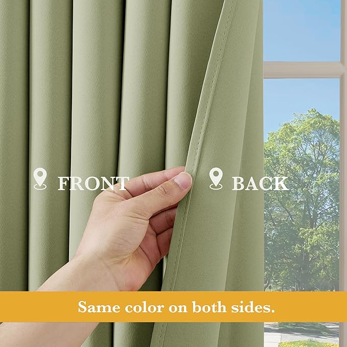 RYB HOME Blackout Thermal Insulated Curtains, Portable Curtain for Sliding Glass Door/Storage/Space Room Divider, Large Window Treatment Room Divider Panel, W80 x L84, Green, 1 Panel