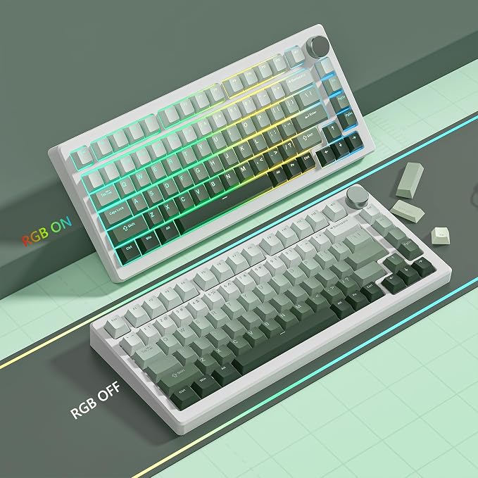 Womier Green Keycaps for Mechanical Keyboard, Shine Through PBT Keycaps Cherry Profile, Custom Key Cap for 60 75 100 Percent Cherry Gateron MX Switches Keyboard, Gradient Green
