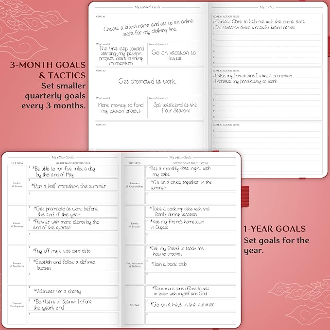 Legend Planner Hourly Schedule Edition – Deluxe Weekly & Daily Organizer with Time Slots. Time Management Appointment Book Journal for Work & Personal Life, Undated, A5 Hardcover – Wine Red, Gold Foil