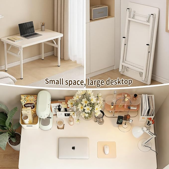 Small Folding Computer Desk - 31.5 Inch Foldable Small Spaces Compact Desk,No Assembly,Bedroom, Dorm and Apartment,Portable Study for Home Office Table