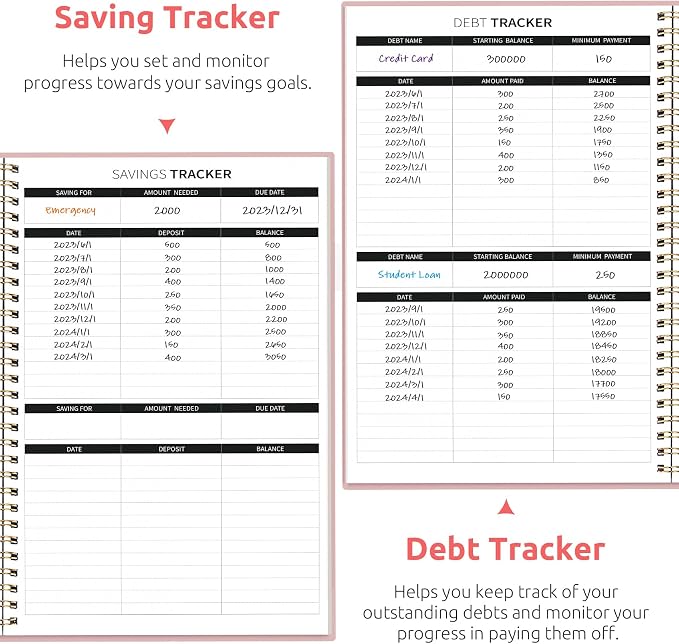 Budget Planner - Monthly Budget Book with Expense Tracker Notebook, Undated Bill Organizer & Finance Planner to Take Control of Your Money, Account Book to Manage Your Finances-Pink