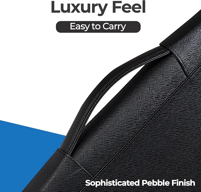 Case-it Executive Zipper Padfolio with Removable 3-Ring Binder and Letter Size Writing Pad, Pebbled Faux Leather Black (PAD-40)