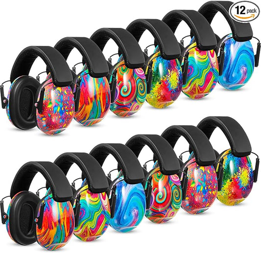 Amylove 12 Pcs Kids Ear Protection Noise Cancelling Headphones Ear Muffs Bulk 27db Adult Noise Reduction Hearing Earmuff(Universal Fit (kids & Adults),Colorful Style)
