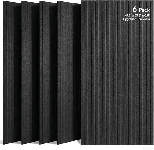 SODOCT 6 Pack Large Acoustic Panels, 47.2" X 23.6" X 0.5" Sound Proof Panels for Walls, High Density Sound Absorbing Panels for Home Studio & Office, Black