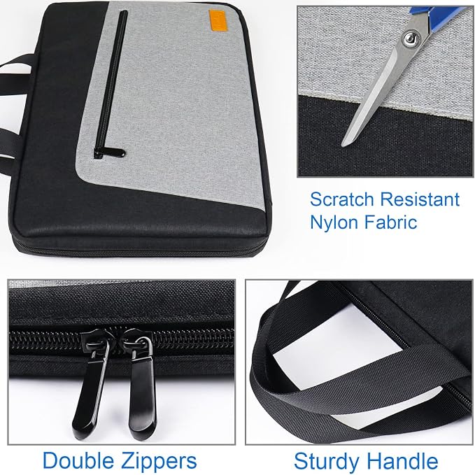 Laptop Sleeve, Slim Durable Notebook Computer Protection Case Business Briefcase Handle Bag Compatible with 14 15 15.4 inch MacBook Pro HP Dell Acer Asus Chromebook, Black/Grey