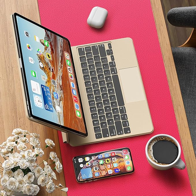 Leather Desk pad Protector, Office Mat, Large Mouse Mat, Non-Slip PU Leather Blotter, Laptop Desk Pad,Waterproof Laptop Computer Desk Keyboard Mat for Office/Work/Home/Decor (Rose, 33In*13in)
