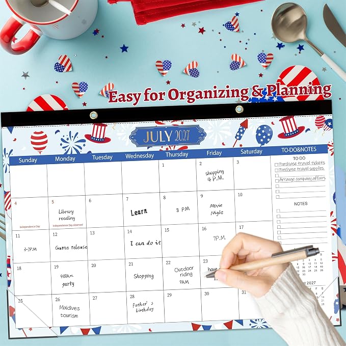 GuassLee Desk Calendar 2026-2027, Desk Top Calendar from Jun. 2026 to Dec. 2027, 17" x 11.5" Large School Year Desk Wall Calendar with To-Do List and Notes for Office School Home Teacher Planning