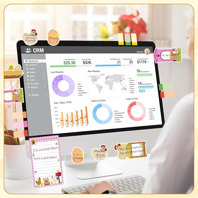 B1ykin Cute Sticky Notes Set - I Just Really Like Chicken Self-Stick Notes Pad, 550 Sheets Writing Memo Pages Sticky Notepad for Teacher Appreciation Gifts, School Office Supplies (Chicken)