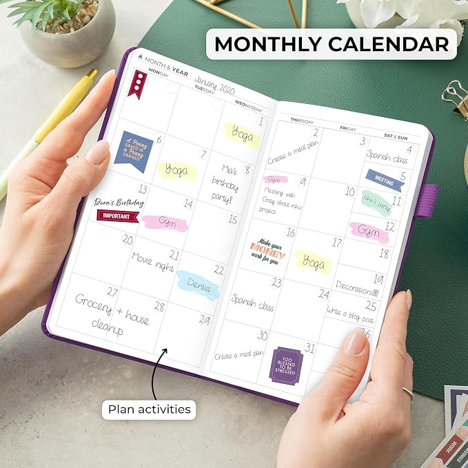 Clever Fox Pocket Planner Weekly – Undated Monthly Goal Planner and Calendar, Mini Planner Perfect for Purse, 3.7x6.7" (Purple)
