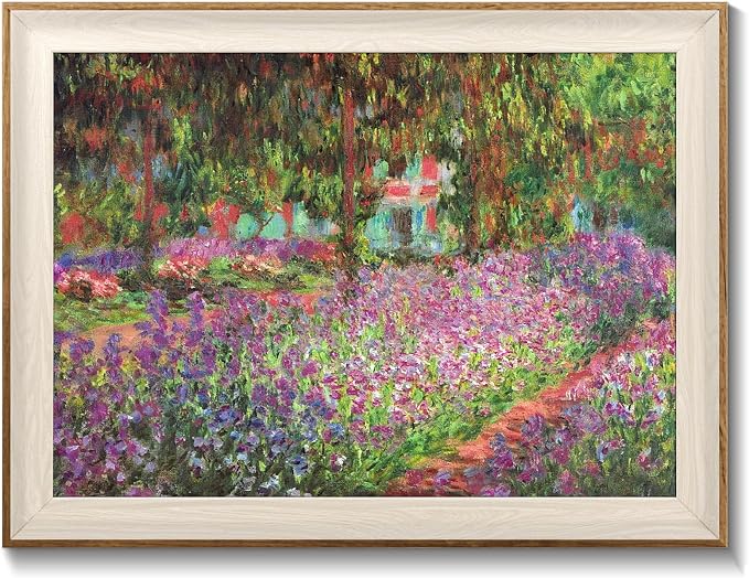 Framed Canvas Wall Art Decor, Vintage Claude Monet Wall Art Prints Aesthetic Room Decor Claude Monet Impressionist Landscape Painting, Monet Garden Flowers Picture Wall Decor Artwork for Living Room Bedroom Home Kitchen - 12x16Inch
