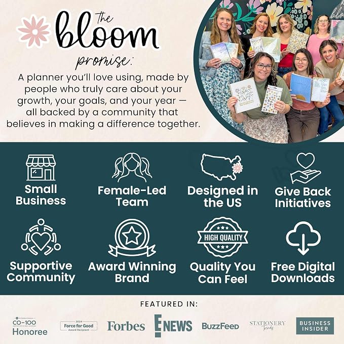 bloom daily planners Undated Chronic Illness Planner & Medical Journal - 12 Month Pain & Symptom Tracker, Mood & Medication Log, Appointment Organizer (7” x 9”) - Brushstroke Blooms