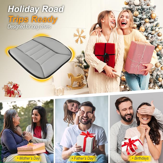 kingphenix 3-Piece Memory Foam Car Seat Cushion Set for Driving Comfort | 2 Front Seat Cushions and 1 Rear Bench Pad, 1.2-Inch Memory Foam, Non-Slip Bottom for Sedan, SUV, Truck and Van, Gray