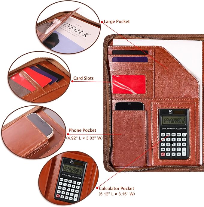 Customized Organizer Padfolio Planner for Men, Personalized Leather Portfolio for Staffs Colleague Employee, Gifts for Graduates, Perfect for Graduation, Birthday, Anniversary, Fathers Day, Christmas