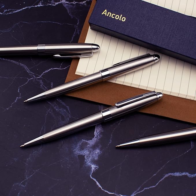 Ancolo Personalized Executive Business Pens - Medium Point Black Ink with 10 Extra Refills Custom with Your Name or Message, Gift for Students/Teacher/Manager/Lawyer/Professor 5PCS/Pack