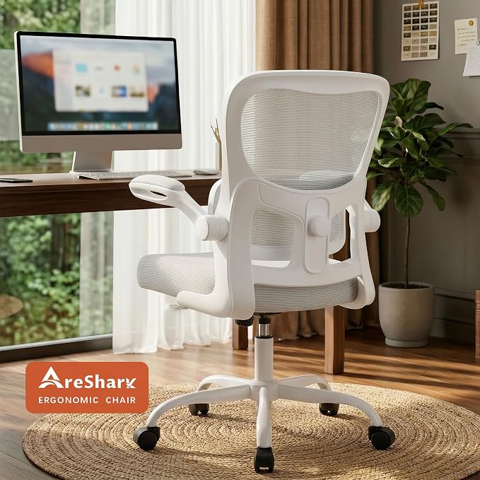 AreShark Office Chair Ergonomic Desk Chairs with Adjustable Lumbar Support, High Back Breathable Mesh Chair with Wheels& Flip-up Armrests,Rolling Swivel Comfy Task Computer Chair for Home Work Gaming