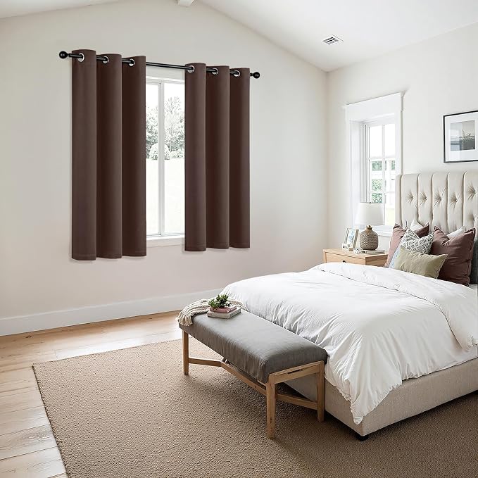 MIULEE Blackout Curtains for Bedroom Living Room 2 Panels, Thermal Insulated Room Darkening Drapes Grommet Noise Reducing Light Blocking Window Treatments 54 Inches Long 40x54 Inch Dark Brown