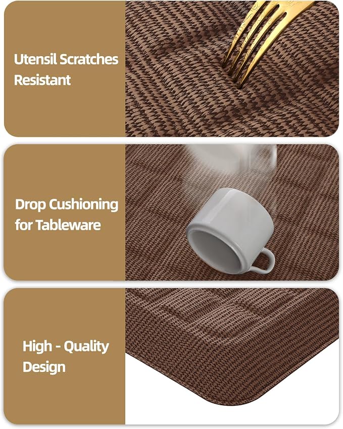 Color&Geometry Kitchen Floor Mat 20x39 Extra Thick Anti Fatigue, Brown | 0.9in High Dense Foam Mat For Standing Comfort,Easy Clean,Stain Resistant,Beveled Safe Edges,Stress/Pian Relief,Foot Rest