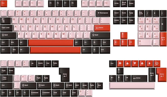 Guffercty kred Cherry Profile PBT Keycaps 156 Key Set, Fade Resistant Custom Keycaps Fit 60%/65%/75%/80%/TKL/100% Mechanical Keyboard (Flamingo)